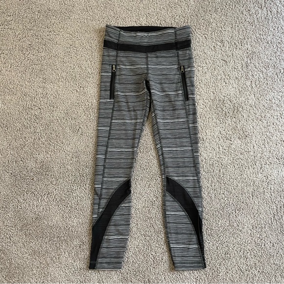 Lululemon Inspire Tight II Mesh Cyber Stripe Deep Coal RARE - Picture 3 of 15